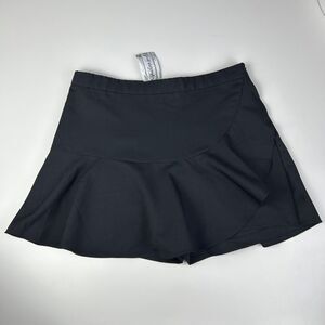 NWT Hem & Thread Women's Black Side Zip Asymmetrical Ruffle Hem Skort Size Large